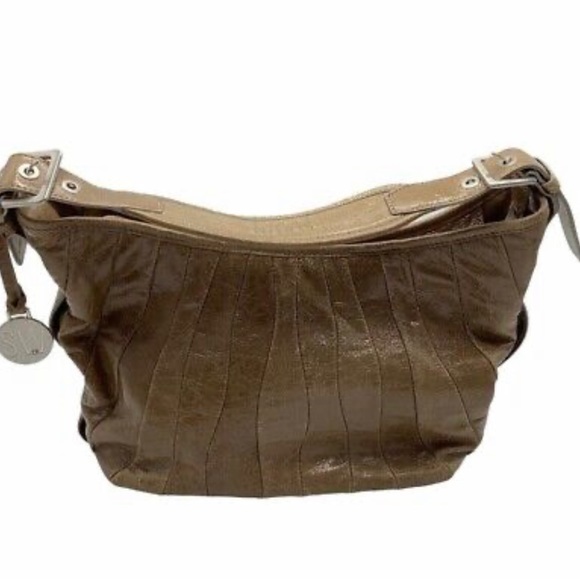 Stuart Weitzman Vintage Tan Crackle Leather Hobo Bag With Bag Charm and Dust Bag - Picture 6 of 12